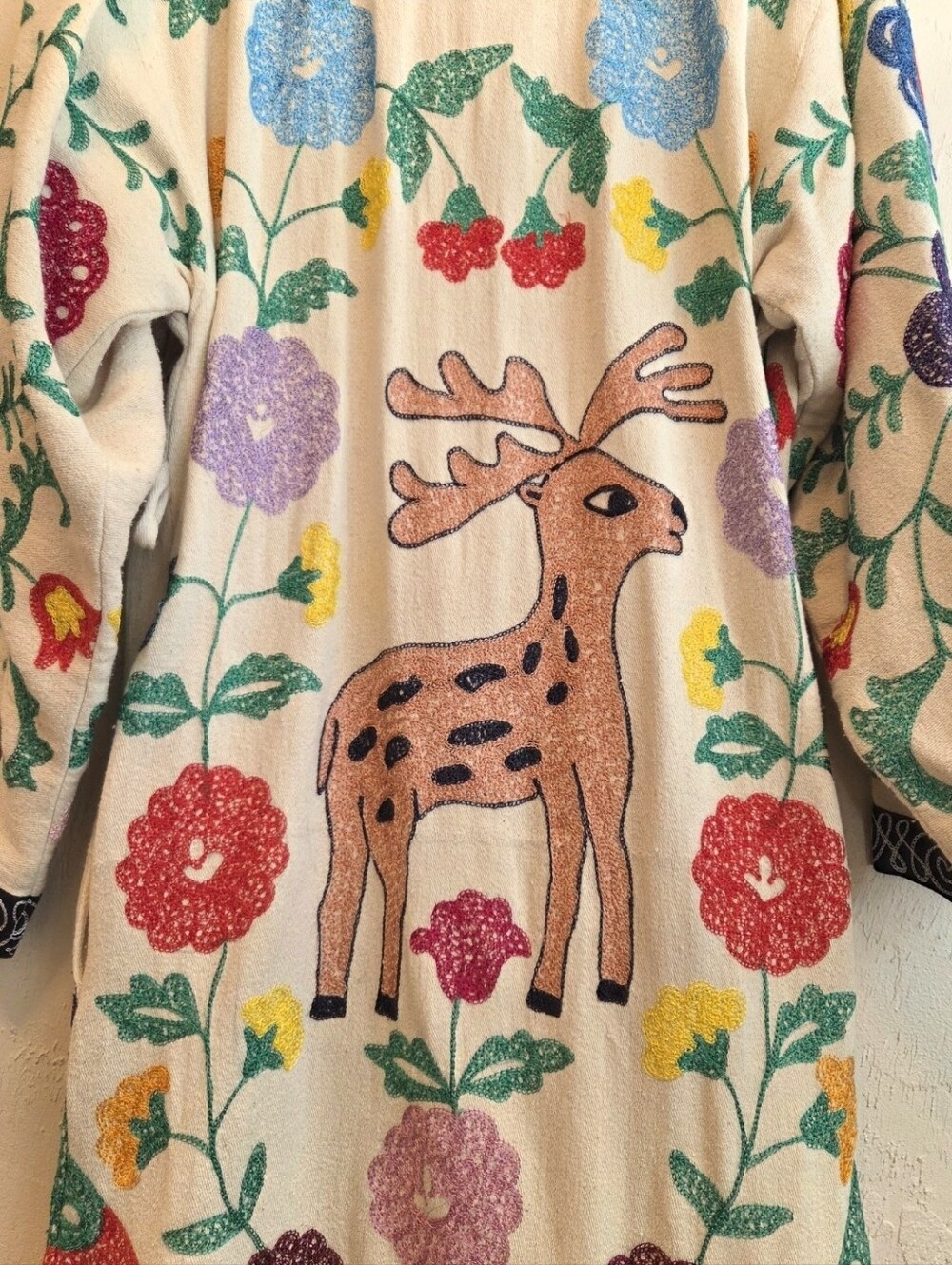 Vintage 1970s Suzani Embroidered Duster XS-M - Picture 13 of 16